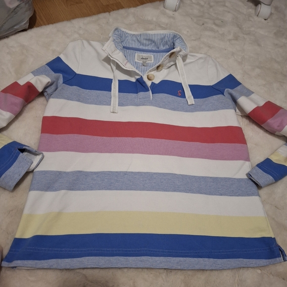 Joules saunton sweatshirt size 14 rainbow stripe top shirt - Picture 5 of 6